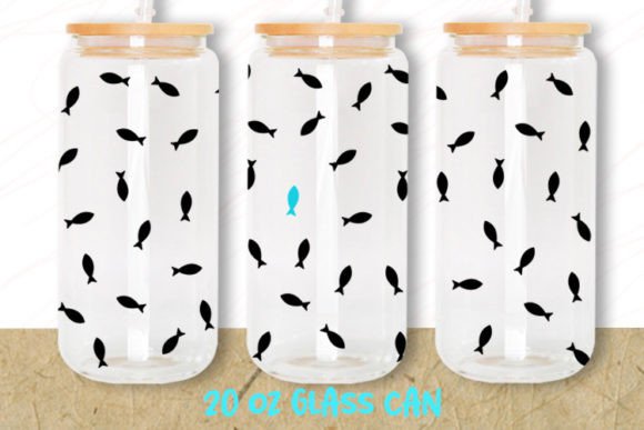 Background Fish Jesus 20 Oz Glass Can & Graphic Templates