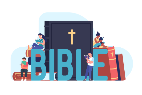 Christian Men and Women Read Bible and L