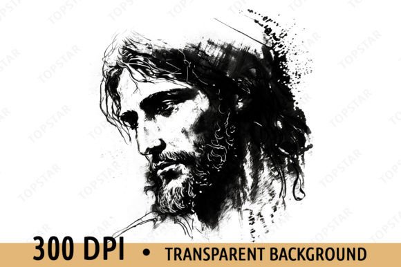 Face of Jesus Christ PNG Sketch Art and Illustrations