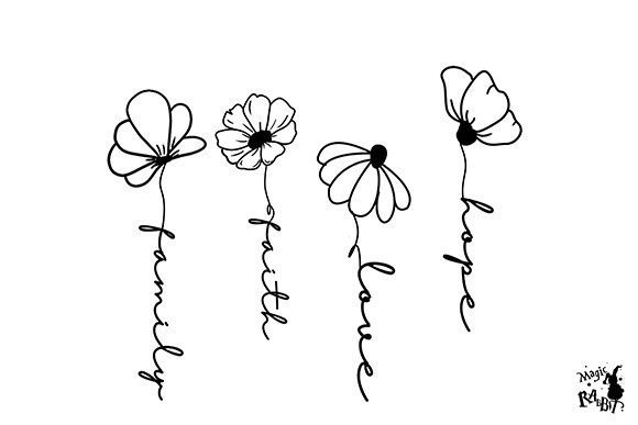 Hope, Love, Faith, Family PNG for Crafts