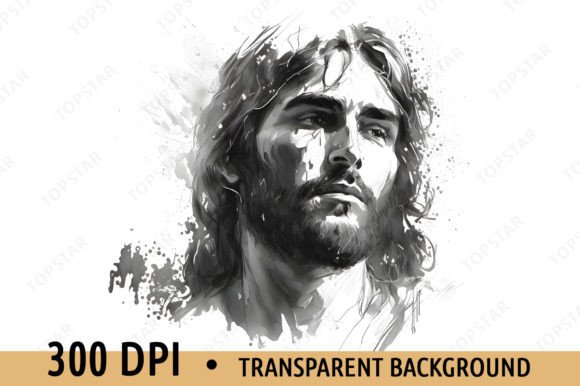 Jesus Christ PNG Portrait Sketch Art and Illustrations