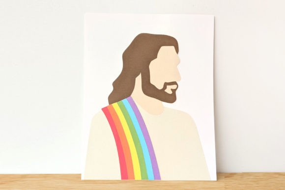 Minimalist Jesus with LGBT Rainbow SVG and Crafts